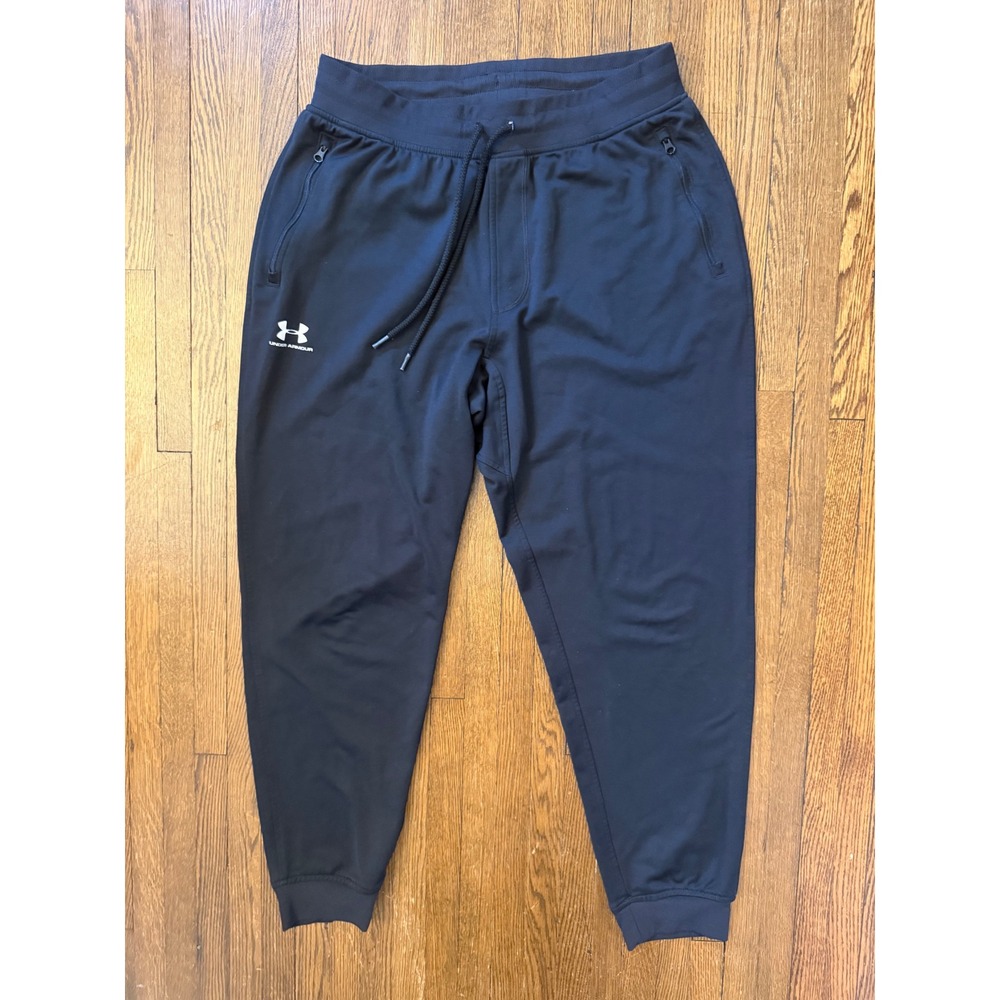 Under Armour Mens Loose Fit Joggers Black Tapered Athletic Sweatpants Large